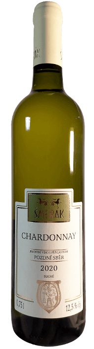 Víno Chardonnay, 2020, pozdní sběr, kvalitní moravské víno